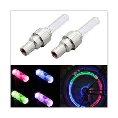 Tutup Pentil LED Lampu Menyala 7 Warna Warni Motif Rainbow