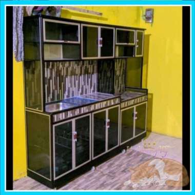 Lemari Dapur / Rak Dapur / Kitchen Set Kaca Besar Bahan Alumunium