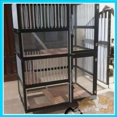Kandang Kucing / Aluminium Minimalis / Pintu kaca 2Tingkat