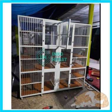 Rumah Kucing Alumunium Tingkat 3 Lantai Keramik Pintu 6 Minimalis