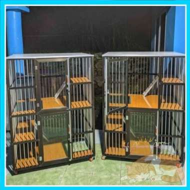 Kandang Kucing Tingkat Pintu 2 Alumunium 2 kamar Minimalis