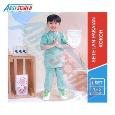 Setelan Pakaian Kokoh Anak Premium / Baju Muslim Anak Laki-laki / 1 Set Baju Pendek Dan Celana Panja