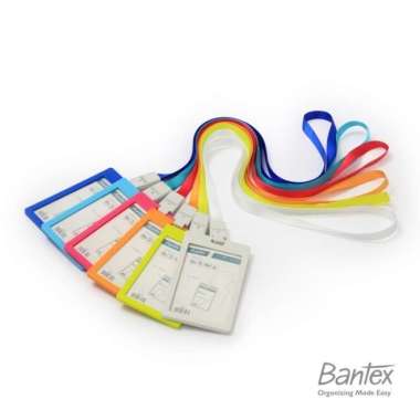 Bantex ID Card Holder Lanyard | Name Tag Portrait + Tali Black