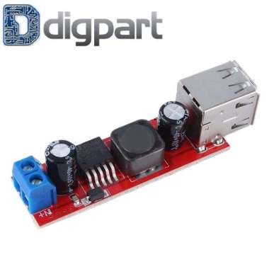 Step down LM2596 DC 6V-40V Ke 5V 3A Double USB Charger Motor Mobil