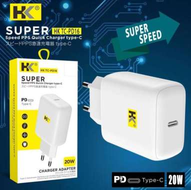 Kepala Charger Type C PD Quick Charger 20W HK PD16 Putih