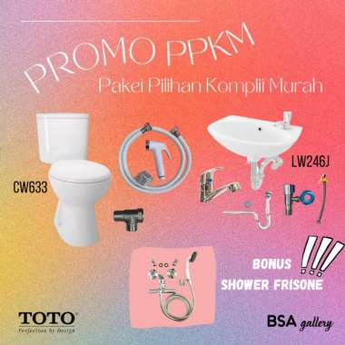 PAKET KOMPLIT KLOSET WASTAFEL TOTO 633 246 + JET SHOWER / CW633 LW246J