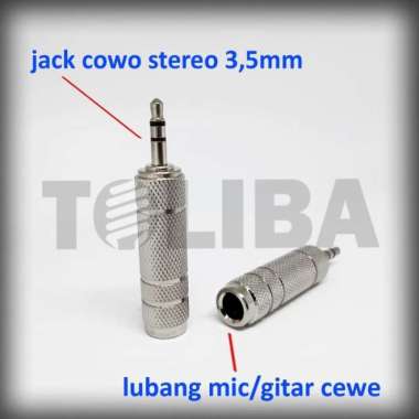 converter konverter jack mic female 6,35 mm ke jack stereo 3,5 mm besi