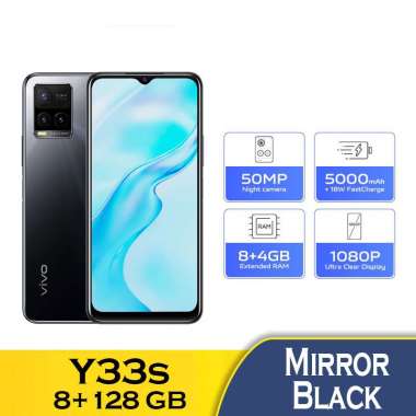 Vivo Y33S 8/128 GB SMARTPHONE GARANSI RESMI MIRROR BLACK