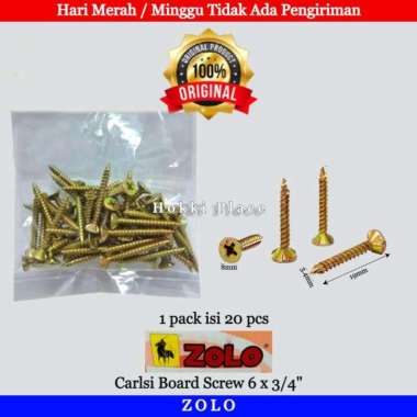 SEKRUP KUNING GRC ZOLO 3/4 inch CARISI BOARD SCREW PER 20 PCS.