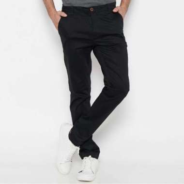 M231 Celana Panjang Pria Chinos Panrs Slim Fit Stretch Hitam C1091 33   Slim  Stretch Hitam