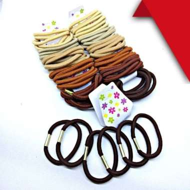 (72pcs) Karet Rambut Ikat Rambut Cacing Warna Kuncir Rambut Grosir Coklat C