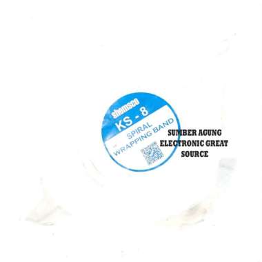 Kabel Spiral KS8 Bening Putih Wrapping Band Pembungkus Kabel Diameter