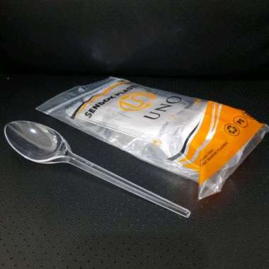 Sendok / Garpu Plastik Bening Panjang UNO | 25pcs/Pack (ISI 25PCS) Sendok Panjang Plastik Bening - S