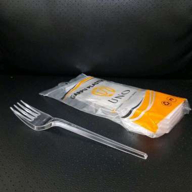 Sendok / Garpu Plastik Bening Panjang UNO | 25pcs/Pack (ISI 25PCS) Sendok Panjang Plastik Bening - S