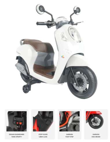 Mainan Anak Motor Aki Listrik Honda Scoopy Kado Anak Pmb m999 m 999 Putih