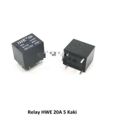 Dijual relay dc 12v 12volt 12 v volt 20a 5p 5pin 5kaki 5 p kaki pin hwe hitam Terbatas