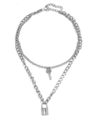 ONE-K57 K58 Korean Fashion Kalung Gembok Kunci Retro Kalung Rantai Wanita Lapis Emas Liontin Simple