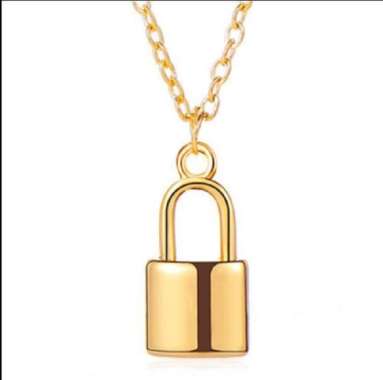 ONE-K57 K58 Korean Fashion Kalung Gembok Kunci Retro Kalung Rantai Wanita Lapis Emas Liontin Simple