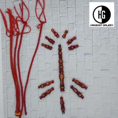 set benang rajut/kepala/pembatas tasbih tijani akar bahar merah D718