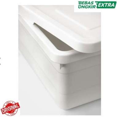 Box Kotak Wadah Penyimpanan Berpenutup Plastik Tebal 38x25x15cm_Putih