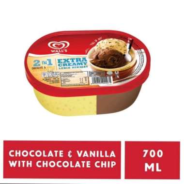 Promo Harga Walls Ice Cream Chocolate & Vanilla with Chocolate Chip 700 ml - Blibli