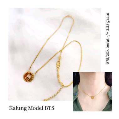 set kalung model koin bts love elegant emas asli