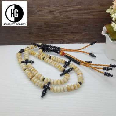 tasbih tijani batu Marjan putih kombinasi akar bahar hitam E156
