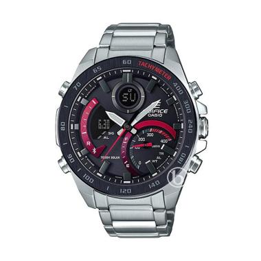 CASIO  Bluetooth Mobile Link Motorsport Solar Chronograph Jam Tangan Pria [EDIFICE 900ECB] Black Sil