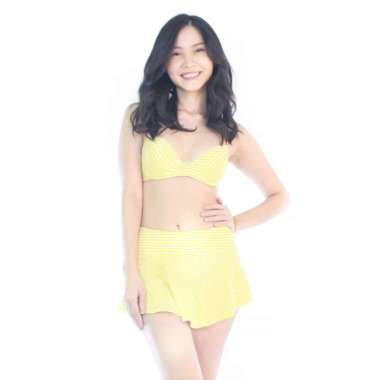 Lasona Women Swimwear Sets Baju Renang Setelan Atasan Pendek Wanita Premium SR-2707J-HL0668 L Yellow