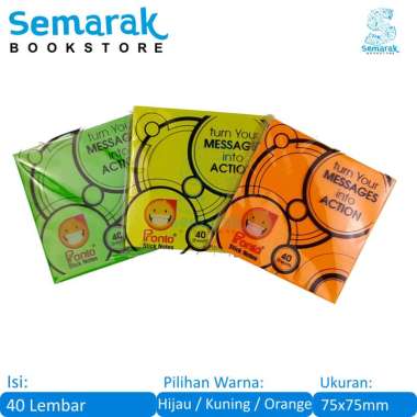 Pronto Stick Notes Memo Tempel 1 Warna 75 mm x 75 mm - Hijau / Orange / Kuning [40 Lembar] Kuning