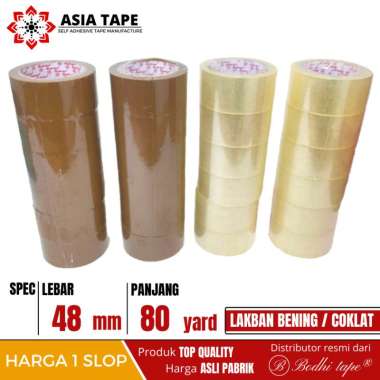 LAKBAN BENING COKLAT BODHI TAPE UKURAN 48MM X 80YARD 1 SLOP 6 ROLL TERMURAH BENING