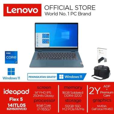 LENOVO Laptop IdeaPad Flex 5 / Intel Core I7 / 16GB RAM / 512GB SSD / 14" FHD / Windows 11 / OHS 2021 [82HS00VEID]