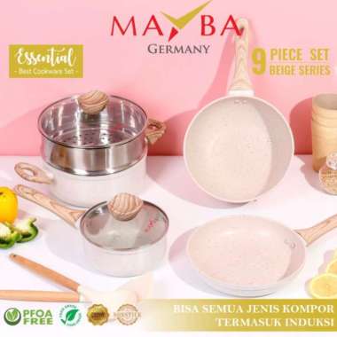 PANCI SET GOHAPPY 9 PCS KOREAN PAN GRANIT KOREA PASTEL ORIGINAL100% M. JERMAN BEIGE