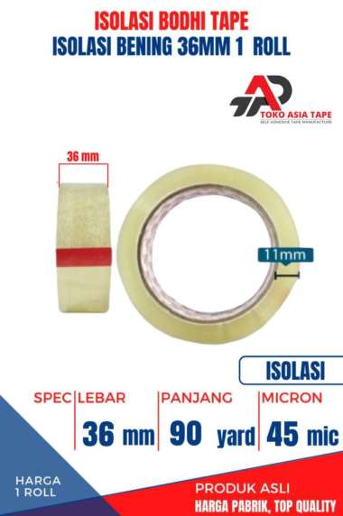 ISOLASI / SELOTIP BENING BODHI TAPE 36MM X 90YARD PER-ROLL BENING