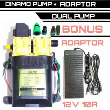DINAMO PUMP POMPA AIR DC 12V 320 PSI DAN ADAPTOR 12V 10A FLOW 10 LPM