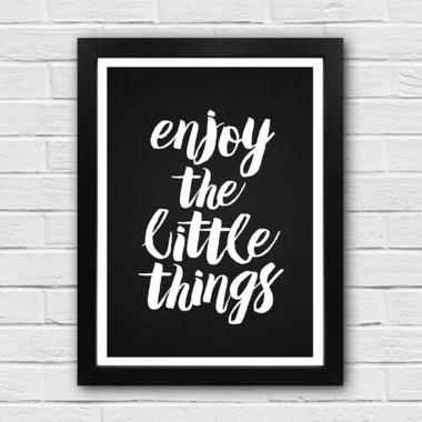 Kataku Poster Tipografi Enjoy The Little Things Hiasan Dinding BLACK