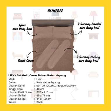Set Quilt Cover + Sprei + 2 Sarbal + 2 Sargul Bahan Katun Jepang Khaki 90 x 200