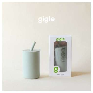 Gigle Baby Premium Platinum Sippy Cup Set with Straw and Lid - Sage