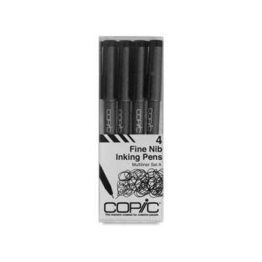 Copic Multiliner Fine Nib Inking Pen Set A-Black Multicolor
