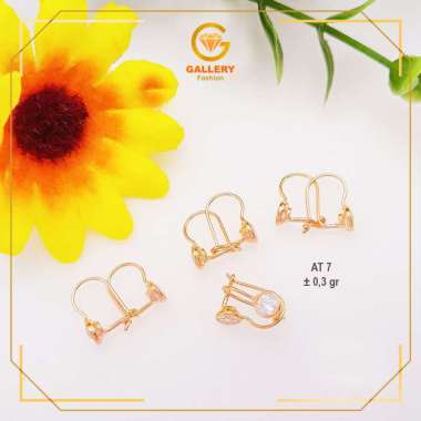 ANTING BAYI EMAS ASLI KADAR 300 (6K) DAN 375 (8K) KODE AT 7 MODEL SIMPLE POLOS UNTUK BABY NEWBORN 37