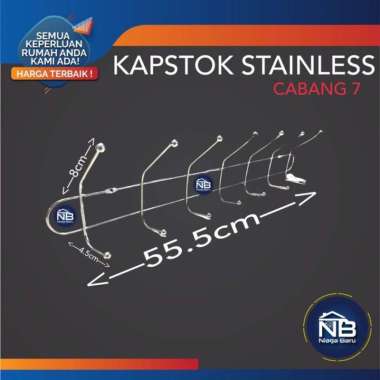 KAPSTOK STAINLESS 7 KAIT GANTUNGAN HANGER BAJU DINDING