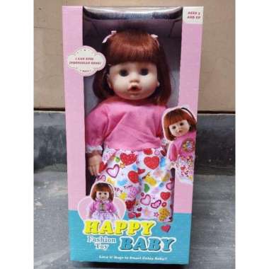 FREE BATT !! MAINAN ANAK BONEKA HAPPY BABY BIBI SINGER BABY DOLL BONEKA SUSAN BISA BICARA Dress Pink