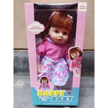 FREE BATT !! MAINAN ANAK BONEKA HAPPY BABY BIBI SINGER BABY DOLL BONEKA SUSAN BISA BICARA Dress Pink