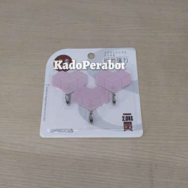 hook adhesive - gantungan baju tempel - hook dinding tempel - bentuk bunga love pink