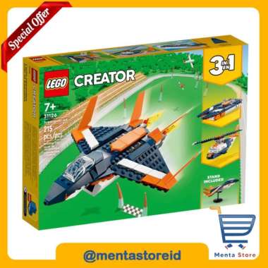 LEGO Creator 31126 Supersonic Jet Plane Helicopter Power Boat 3 in 1