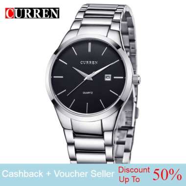CURREN 8106 Jam Tangan Pria Cowok Analog Japan Quartz Anti Air Murah Original Silver Hitam
