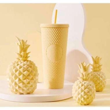 starbucks bling studded tumbler butter yellow cold cup ORI limited BTS