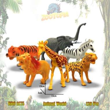 Mainan Anak Animal Karet Mini Animal World Hewan Mainan isi 6pcs Multicolor