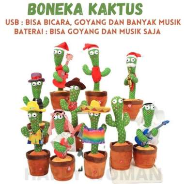 Cactus Toy Boneka Pintar Kaktus Joget joged Kaktus Goyang Menari Dance Multicolor