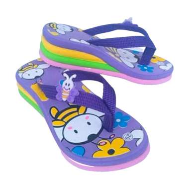 Sandal Anak Wedges Pelangi Motif Lebah 33 ungu